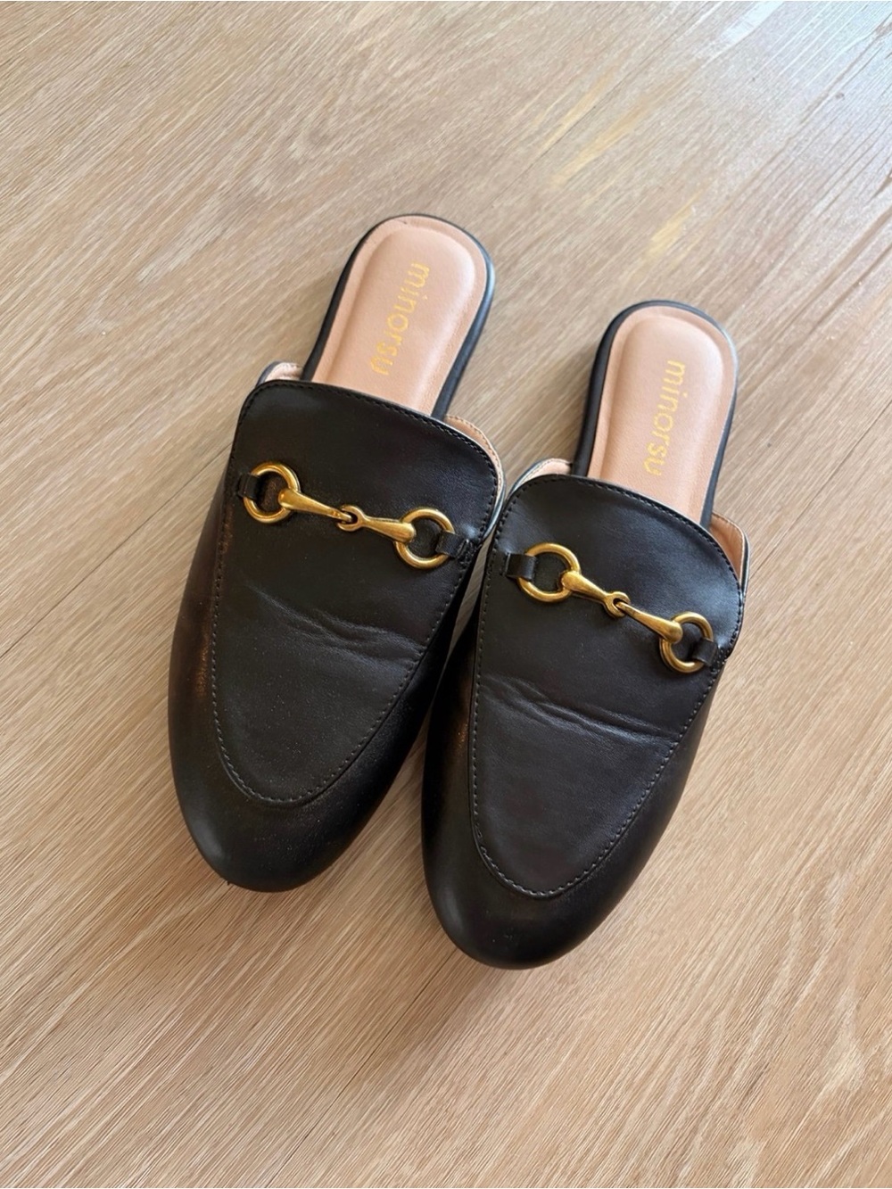 Black Leather Slip-On Mules